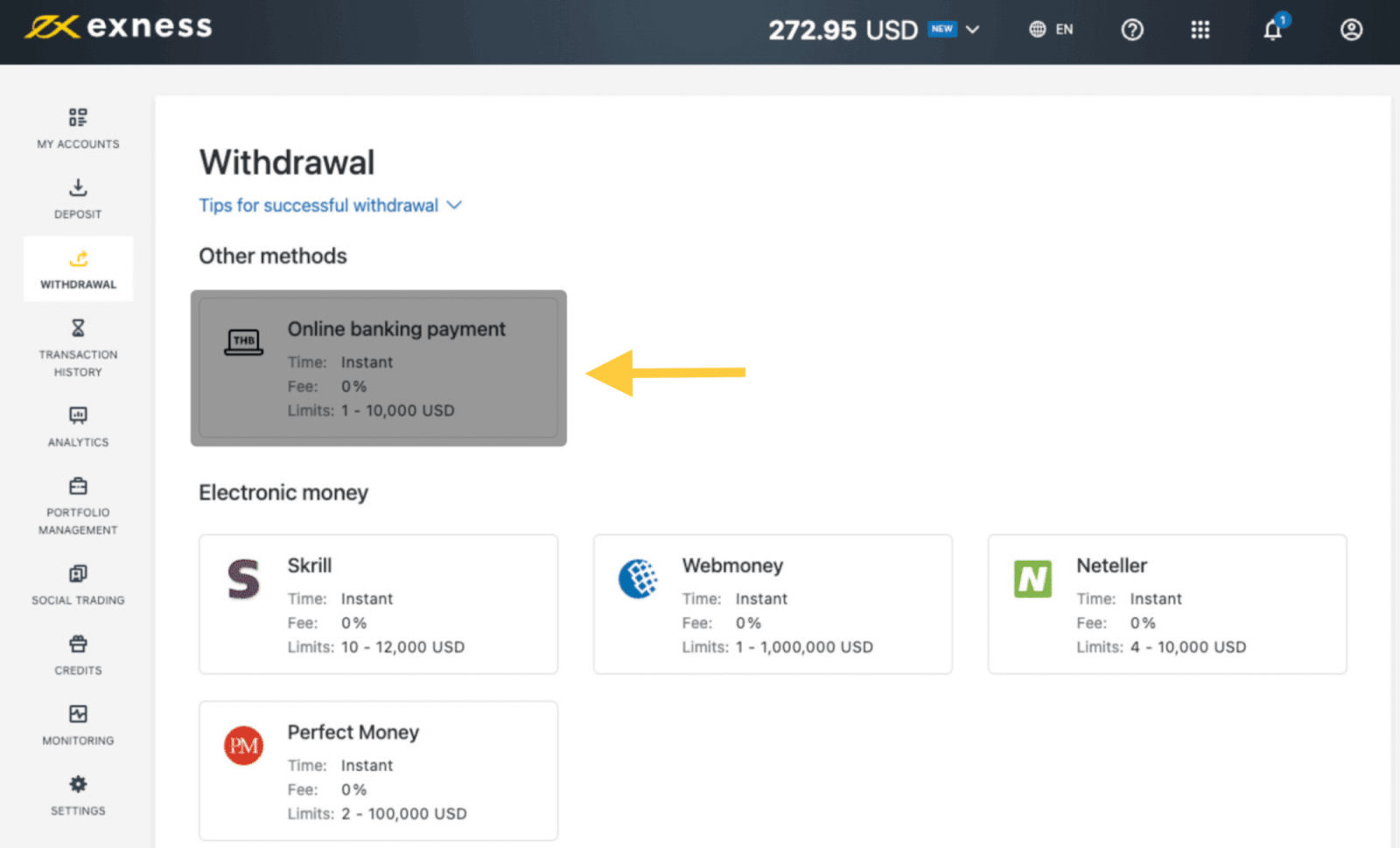 Deposit and Withdrawal on Exness using Online Banking Payment in Thailand Deposit and Withdrawal on Exness using Online Banking Payment in Thailand