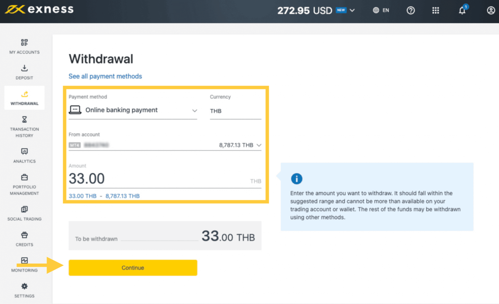 Deposit and Withdrawal on Exness using Online Banking Payment in Thailand Deposit and Withdrawal on Exness using Online Banking Payment in Thailand