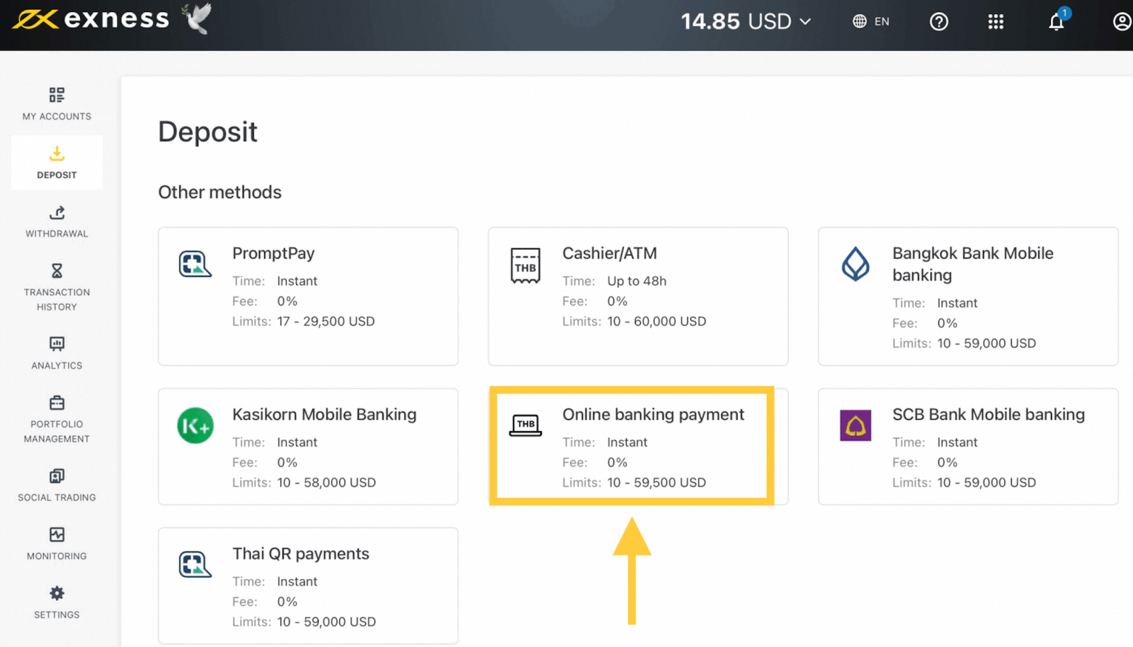 Deposit and Withdrawal on Exness using Online Banking Payment in Thailand Deposit and Withdrawal on Exness using Online Banking Payment in Thailand