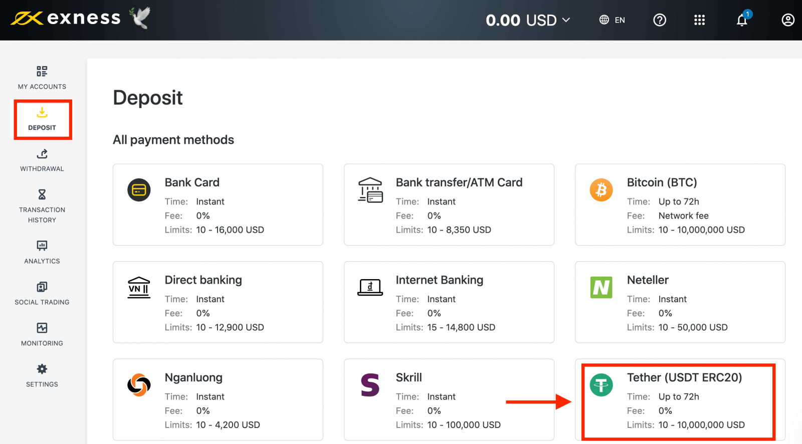 Exness-də USDT istifadə edərək Depozit və Çıxarma Exness-də USDT istifadə edərək Depozit və Çıxarma